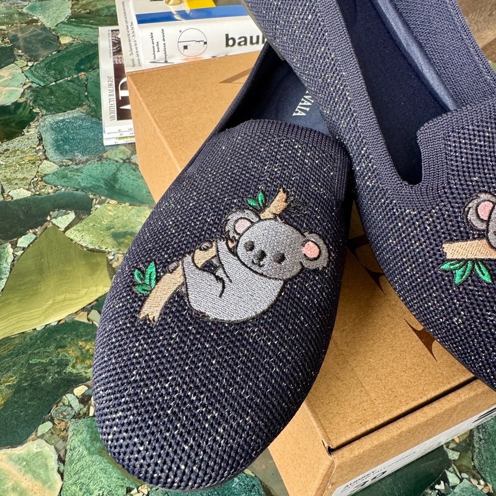 VIVAIA Navy Koala Embroidered Loafers - Picture 3 of 7